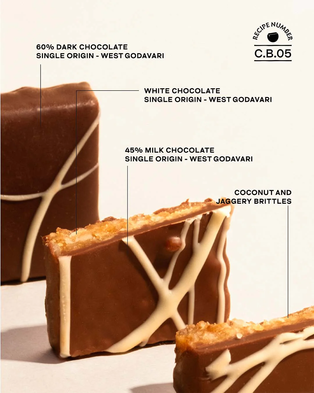 Enrobed Chocolate Coconut Brittles - 45% Milk, 60% Dark & White - Image 3